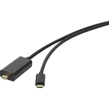Audio kabel Renkforce USB-C® / Mini-DisplayPort kabelový adaptér USB-C ® zástrčka, Mini DisplayPort konektory 3.00 m černá RF-3421676 Kabel pro displeje USB-C®