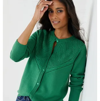 Dámský svetr Propínací svetr z úpletu se vzorem zelená 46/48