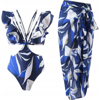 Dámské plavky JEDNODÍLNÉ PLAVKY SE SUKNÍ MODRÉ DÁMSKÉ DOVOLENÁ XL