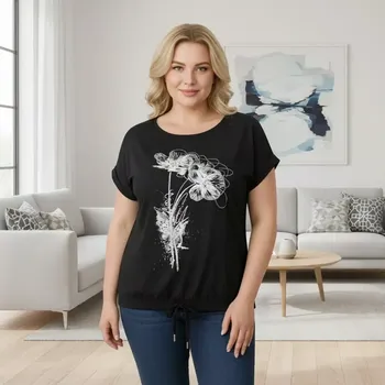 Dámské černé triko Vazzura Italská móda univerzální velikost XL - XXL O2486