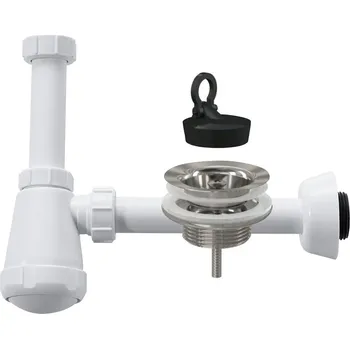 Sifon CERANO - Sifon umyvadlový - plast - DN32-50/250 mm - bílá lesklá s výpustí - nerez