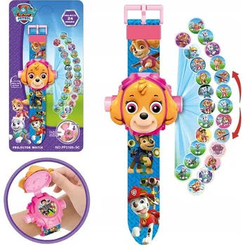 Hodinky Tlapková patrola SKYE 3D HODINKY S PROJEKTOREM PROJEKTOR ZOBRAZUJÍ OBRÁZEK FIGURKY