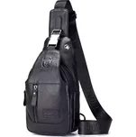 Bullcaptain kožená taška přes rameno Tarald Černá 5L