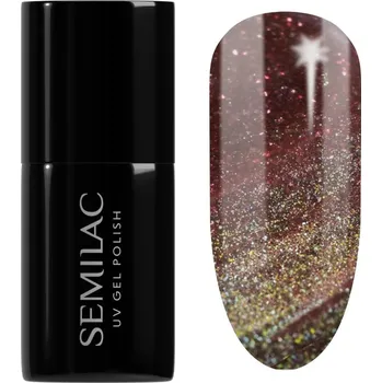 Lak na nehty Semilac UV Hybrid Galaxy Flash gelový lak na nehty s použitím UV/LED lampy odstín 824 Digital Red 7 ml