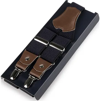 Kšandy Šle s dvojitým zapínáním šíře 3,5 cm délka 120 cm v krabičce, velké, 3 modrá tmavá