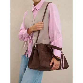 Kabelka Sinsay - Velká taška z imitace semiše - tmavě hnědá - 993IG-89X - 993IG-89X-ONE