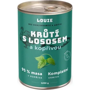 Krmivo pro psa Louie konzerva krůtí s lososem a kopřivou 1200 g