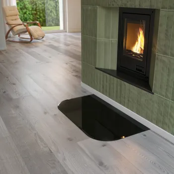 Krbová kamna Sklo pod kamna - FLAMINGO Oblouk 1000x550 mm, černé, fazeta / 2xR200 / 6 mm