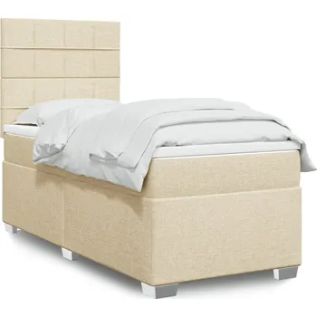 Postel vidaXL Box spring postel s matrací 90x190 cm textil [3292645] Barva: krémová