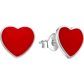 Náušnice Stříbrné náušnice s červeným smaltem Srdíčka AGT-E154P Agato