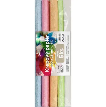 Krepový papír Krepový papír JUNIOR 200x25 cm PEARL (sada 5 ks)