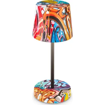 Lampička BRILONER Boano LED stolní lampička bezdrátová IP44, stmívatelné, dotykový vypínač, motiv graffiti 7423045