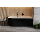 Besco Denaya asymetrická vana volně stojící 170 x 78 cm pravá sifon černá barva černá VANDENA170BWPB