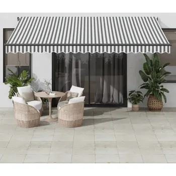 Stínicí technika vidaXL Ručně zatahovací markýza s LED světly 450 x 350 cm [3069205] Barva: Antracitová a bílá