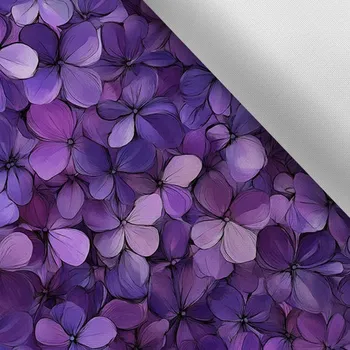 Zbytek - Látka s potiskem nepromokavý polyester TD/NS fialky