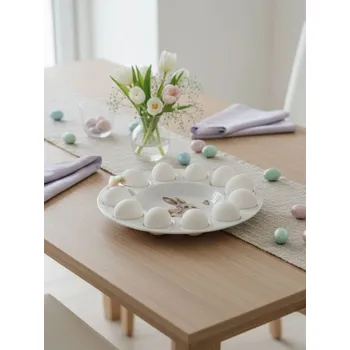 Sinsay - Velikonoční servírovací tác s místy na vejce a motivem zajíce - bílá - 757IZ-00X - 757IZ-00X-ONE