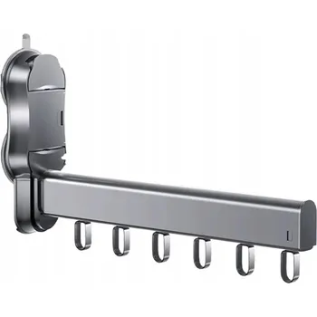 Věšák VĚŠÁK NA OBLEČENÍ BEZ VRTÁNÍ DO ZDI 6 HÁČKŮ HLINÍKOVÝ