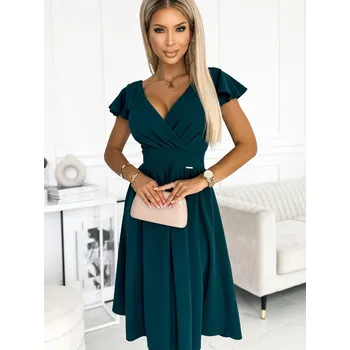 Dámské šaty Elegantní dámské šaty 425-1 ve smaragdově zelené barvě , VELIKOST M