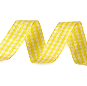Stuha Károvaná stuha šíře 15 mm, malé, 5 žlutá