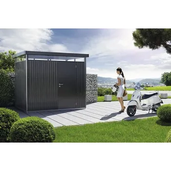 Zahradní domek Plechový zahradní domek Biohort HighLine H1 jednokřídlé dveře 254 x 134 cm tmavě šedý metalický