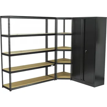 Prodejní regál AHProfi Rohový regálový systém PREMIUM s dílenskou skříní, 3 díly - AH1008