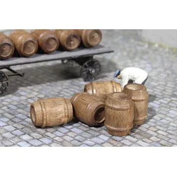 Modelová železnice MBZ 80272 5-dílná sada dřevěných sudů nenatřená