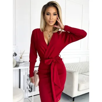 Dámské šaty Společenské šaty s výstřihem na zádech 401-1 červené, VELIKOST S