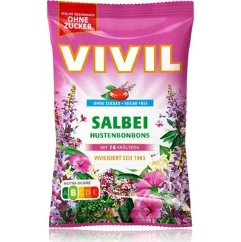 Bonbon VIVIL Šalvějové proti kašli bez cukru 120g