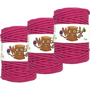 Příze 3x Woody 5 mm – Růžová (100m)