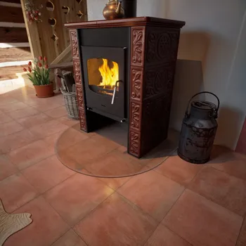 Krbová kamna Sklo pod kamna - FLAMINGO Oblouk 1000x1000 mm, fazeta / R500 / 6 mm