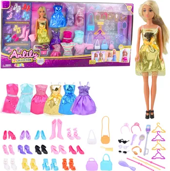 Panenka Velká Módní Sada Kolekce Anlily Panenka Šaty Doplňky 65ks