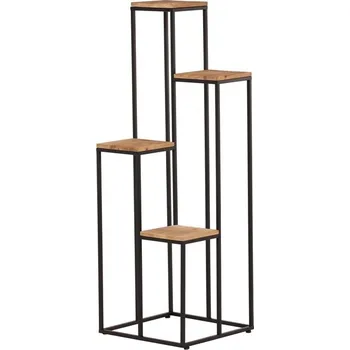 Stojan na květiny Stojan na květiny - 4 patrový, kov a dřevěná deska