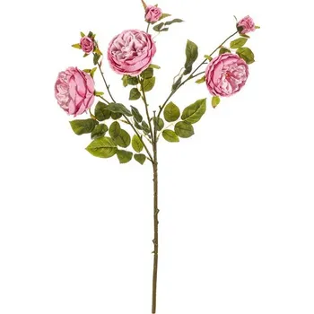 umělá květina Růže - umělá řezaná, velké a malé květy, tmavě růžová