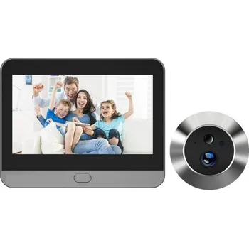 Domovní zvonek Tuya Smart digitální dveřní kukátko 3MP WiFi s PIR detekcí 140° široký úhel 4,3" LCD monitor noční vidění IR