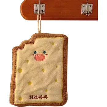 Kuchyňská zástěra Koupelnový ručník 22 x 16,5 cm Ve tvaru sušenky s obličejem pro děti Ručník s poutkem Žluté lemování Kuchyňská utěrka