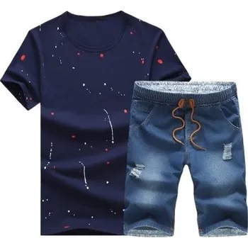 Pánský volnočasový set - Tričko a tmavě modré kraťasy J2236 tmavě modrá 3XL