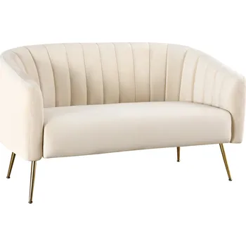 Pohovka Designový 2-sed, béžová Velvet látka/gold chrom-zlatý, BAGY