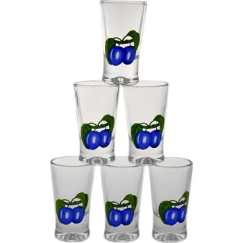 Sklenice panák 25ml (6ks) ŠVESTKY vějířek