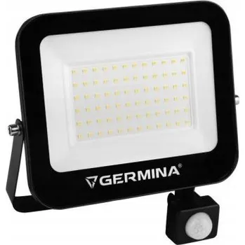 LED reflektor s čidlem 50W studená bílá 5000lm černý krytí IP65 GERMINA