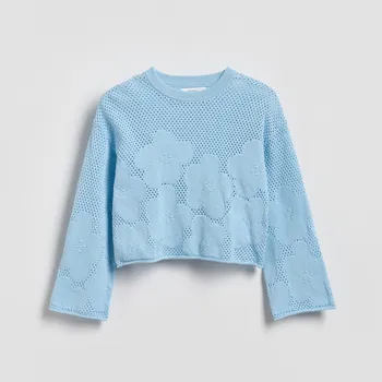 Dívčí oblečení Reserved - Bavlněný svetr - bleděmodrá - 813IE-05X - 813IE-05X-122