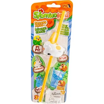 Figurka BRČKA Slamka se zvukem - BÍLO-ORANŽOVÁ KRÁLÍČEK