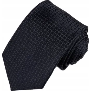 ŽAKÁROVÁ ČERNÁ Klasická Kravata s Kostkovaným Vzorem 7cm Široká Pánská rc230