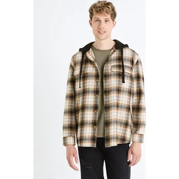 Pánská košile Celio Svrchní košile s kapucí Fapuche - Pánské Celio hnědá 2482618