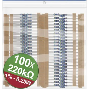 Rezistor Quadrios 22P055 22P055 sada metalizovaných rezistorů 220 kΩ axiální 0.25 W 1 procent 1 sada
