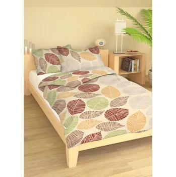 Povlečení Povlečení Listy béžové krep 140x200 / 70x90