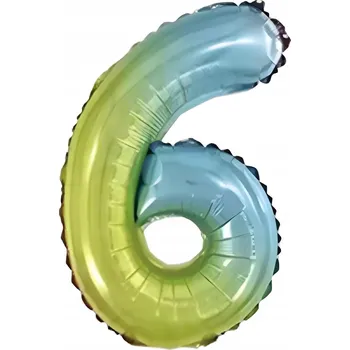 Balónek Fóliový balónek ČÍSLICE 6 Duhový 32 palců (80 cm)
