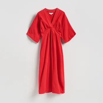 Dámské šaty Reserved - Mušelínové midi šaty - červená - 510IY-33X - 510IY-33X-M