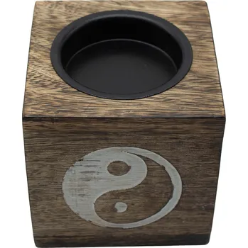 Aroma lampa AWM Čtvercová Aroma Lampa z Mangového Dřeva - Yin Yang 1ks