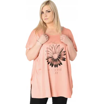 Dámská halenka Velká Dlouhá Volná Halenka Tričko Dámská Tunika Oversize Krátký Rukáv 643-3