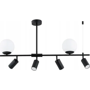 Závěsné svítidlo loft černé, bílé koule, nastavitelné reflektory 6xGU10 Alfa